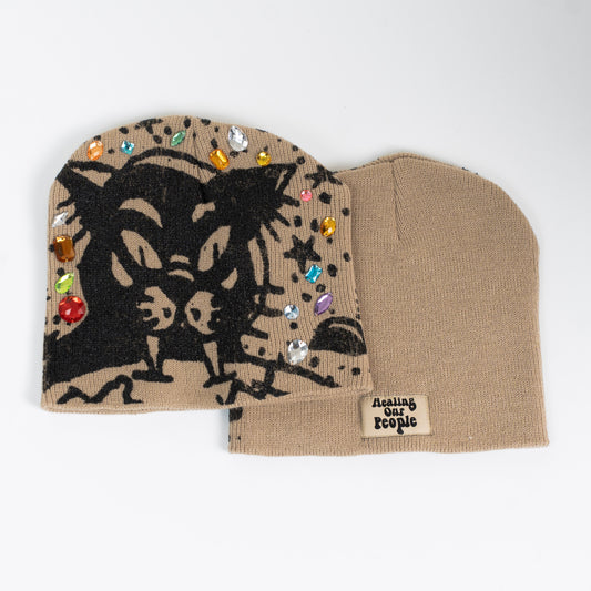 “Encrusted” Beanie Tan